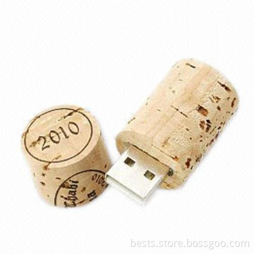 Cork-shaped USB Flash Drive, 512MB to 32GB, Made of Wood